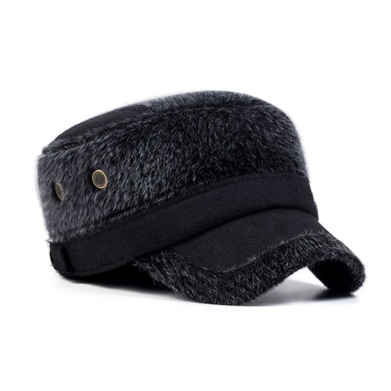 Unisex Imitatie Nerts Bont Oorklep Oorwarmers Baseball Cap Verstelbare Faux Fur Outdoor Militaire Hoed