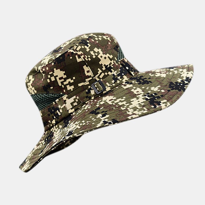 Unisex Katoen Camouflage Zomer Outdoor Zonnescherm Boord Rand Cover Gezicht Verstelbare Zonnehoed Emmer Hoed