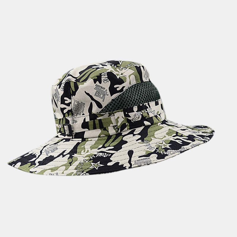 Unisex Katoen Camouflage Zomer Outdoor Zonnescherm Boord Rand Cover Gezicht Verstelbare Zonnehoed Emmer Hoed