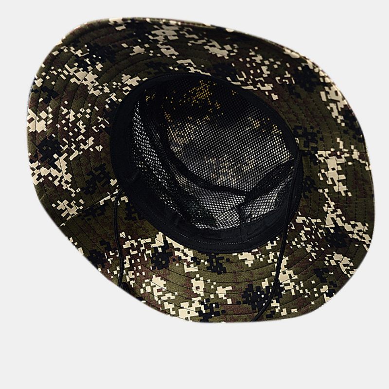 Unisex Katoen Camouflage Zomer Outdoor Zonnescherm Boord Rand Cover Gezicht Verstelbare Zonnehoed Emmer Hoed