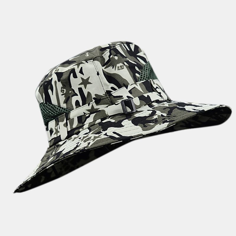 Unisex Katoen Camouflage Zomer Outdoor Zonnescherm Boord Rand Cover Gezicht Verstelbare Zonnehoed Emmer Hoed