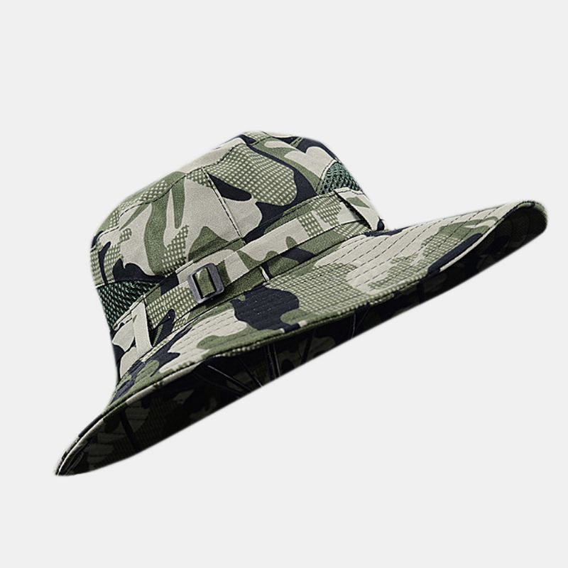 Unisex Katoen Camouflage Zomer Outdoor Zonnescherm Boord Rand Cover Gezicht Verstelbare Zonnehoed Emmer Hoed