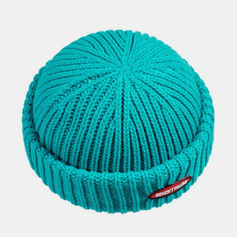 Unisex Katoen Dome Patch Gebreide Cap Street Hip Hop Zonnescherm Brimless Beanie Hat