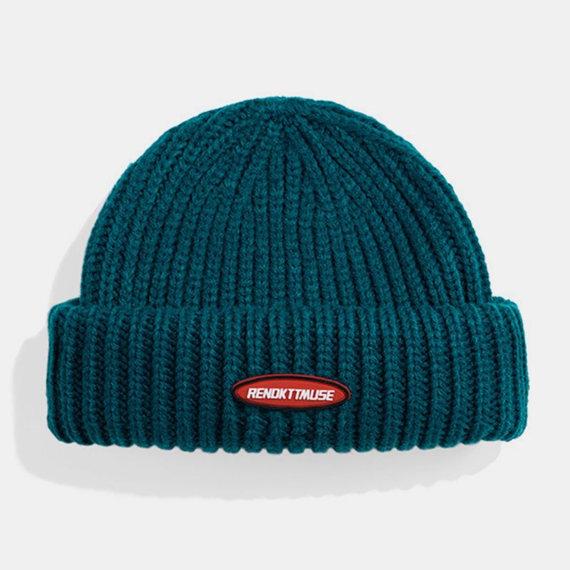 Unisex Katoen Dome Patch Gebreide Cap Street Hip Hop Zonnescherm Brimless Beanie Hat