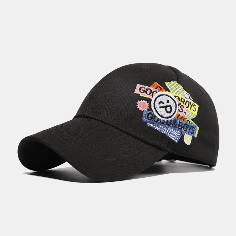 Unisex Katoen Effen Kleur Glimlach Gezicht Letter Patroon Borduurwerk Zonnebrandcrème Mode Baseball Cap