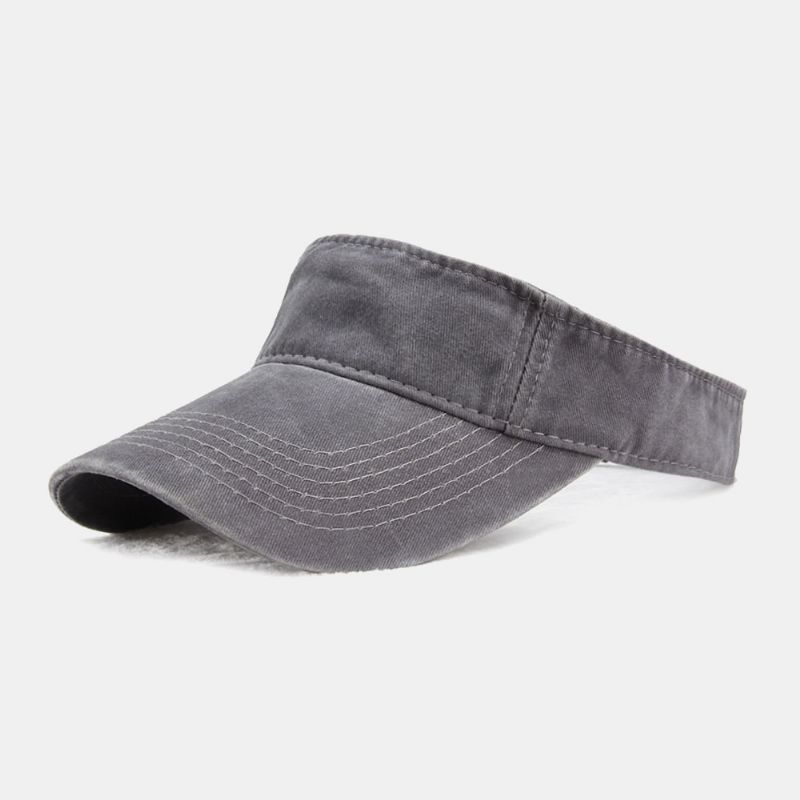 Unisex Katoen Gewassen Effen Kleur Matchende Zonbescherming Lege Hoge Hoed Baseballcap