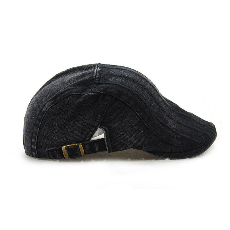 Unisex Katoenen Borduursel Streep Baret Hoed Eendenbek Golf Platte Gesp Vizier Cabbie Pet Voor Heren Dames