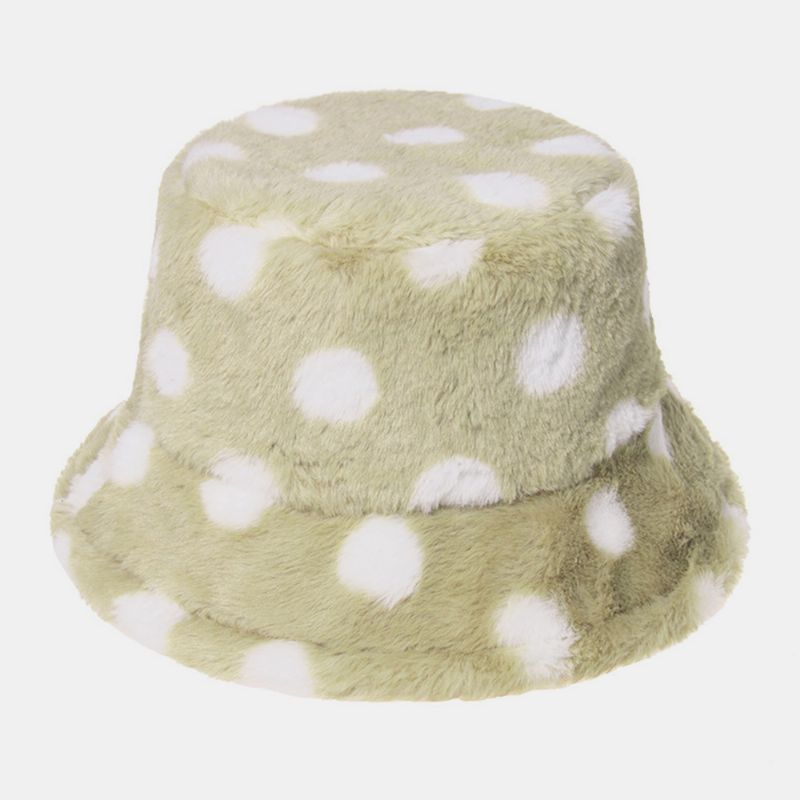 Unisex Konijnenhaar Kleurrijk Stippenpatroon Plus Dikker Warm Winddicht Zacht All-match Travel Bucket Hat