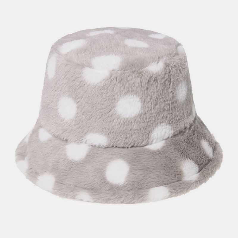 Unisex Konijnenhaar Kleurrijk Stippenpatroon Plus Dikker Warm Winddicht Zacht All-match Travel Bucket Hat