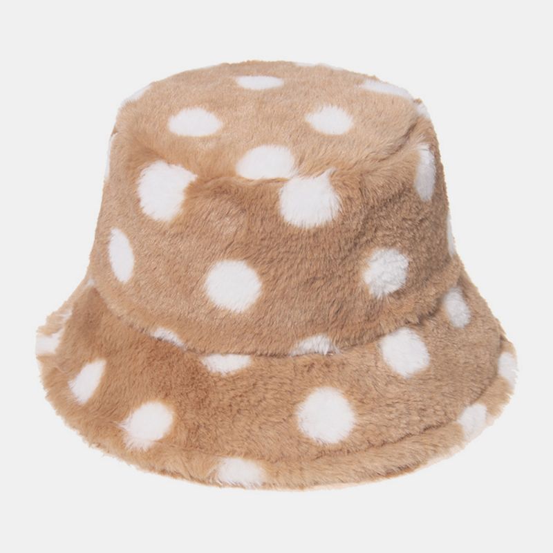 Unisex Konijnenhaar Kleurrijk Stippenpatroon Plus Dikker Warm Winddicht Zacht All-match Travel Bucket Hat