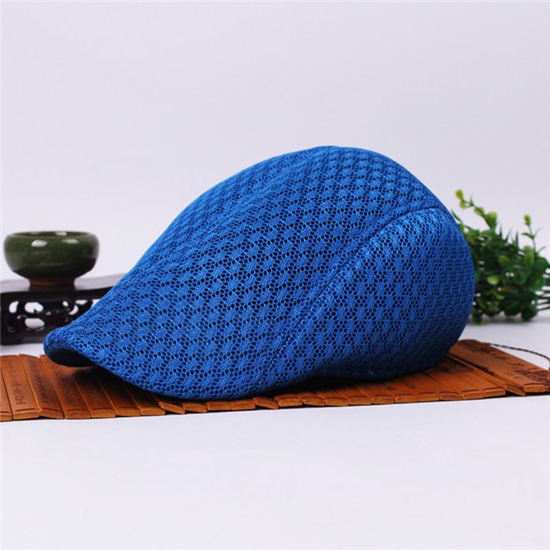 Unisex Mesh Baret Hoeden Ademend Solide Buitensporten Cabbie Golf Gentleman Visor Cap