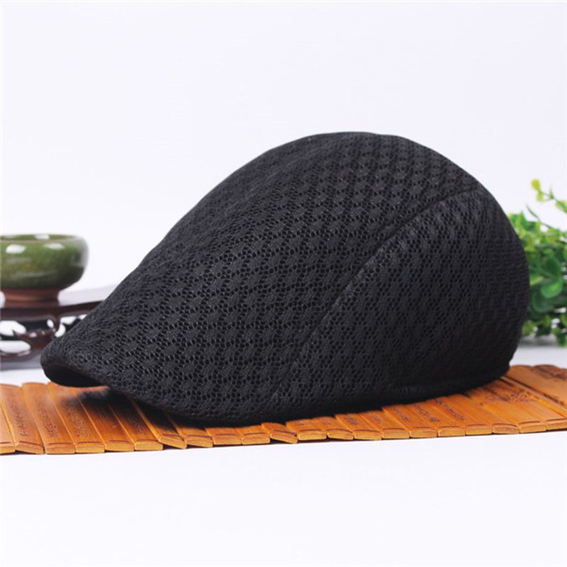 Unisex Mesh Baret Hoeden Ademend Solide Buitensporten Cabbie Golf Gentleman Visor Cap