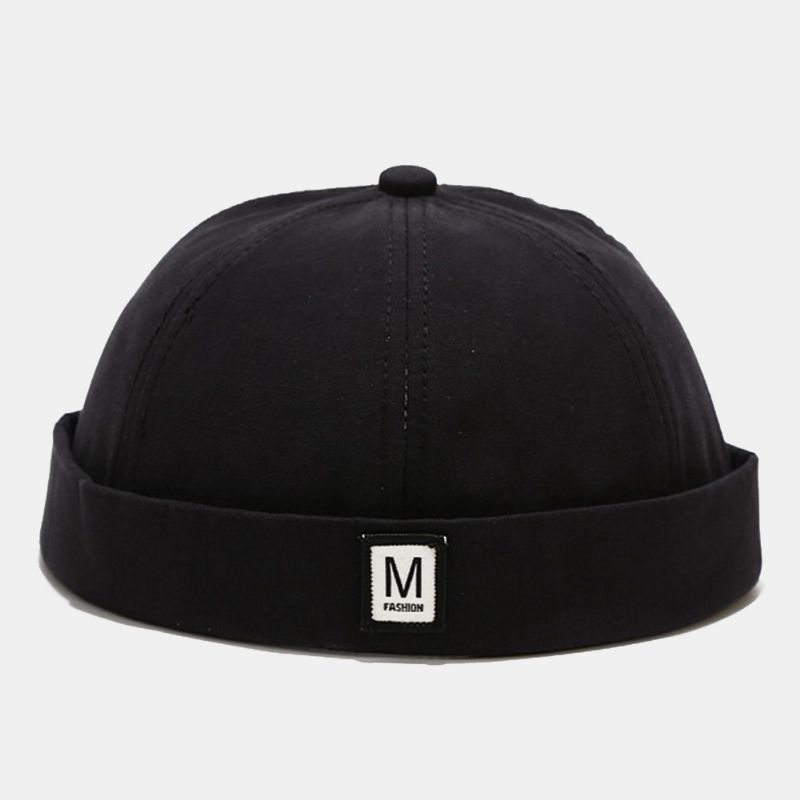 Unisex Splicing M Brief Straat Hip-hop Verhuurder Hoed Mode Verstelbare Zonnescherm Randloze Beanie Skull Cap