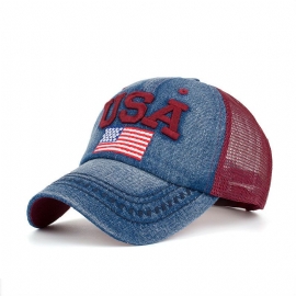 Unisex Vintage Patriottische Baseball Cap Stijlvolle Verontruste Amerikaanse Vlag Hoed