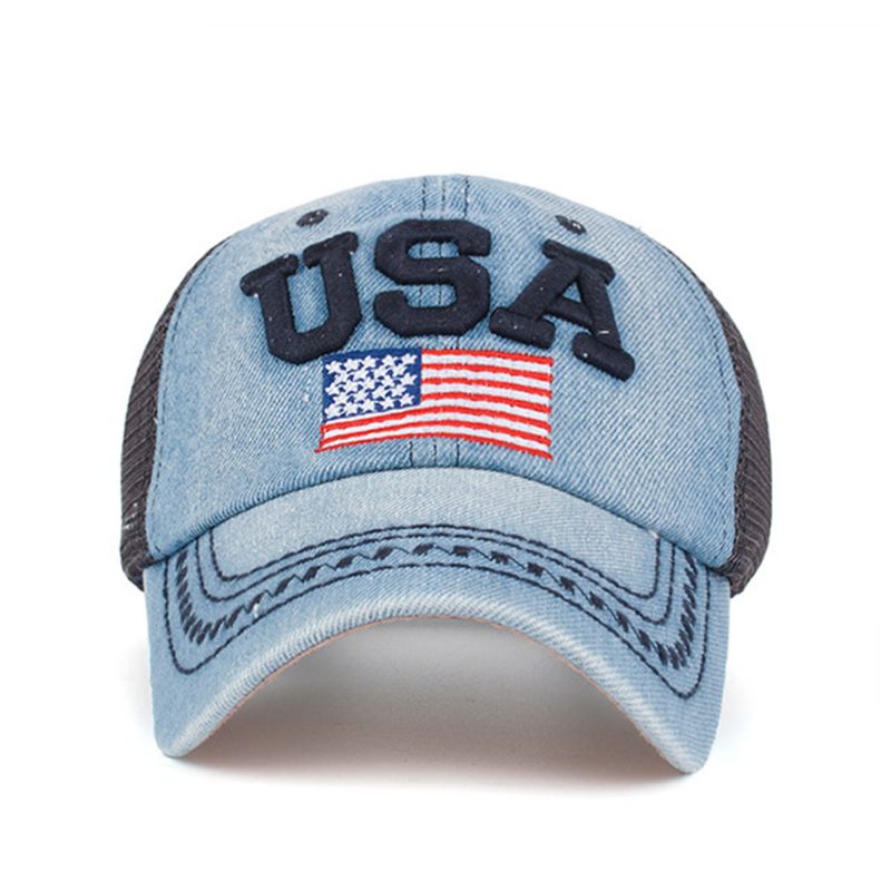 Unisex Vintage Patriottische Baseball Cap Stijlvolle Verontruste Amerikaanse Vlag Hoed