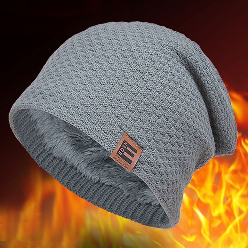 Unisex Wol Plus Fluwelen Dikke Winter Warm Houden Outdoor Casual Korte Wollen Muts Beanie