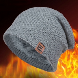 Unisex Wol Plus Fluwelen Dikke Winter Warm Houden Outdoor Casual Korte Wollen Muts Beanie