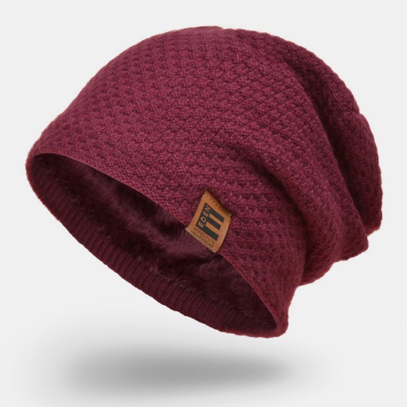 Unisex Wol Plus Fluwelen Dikke Winter Warm Houden Outdoor Casual Korte Wollen Muts Beanie