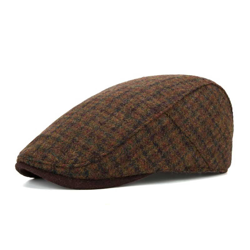 Vintage Britse Geruite Warme Baret Voor Heren