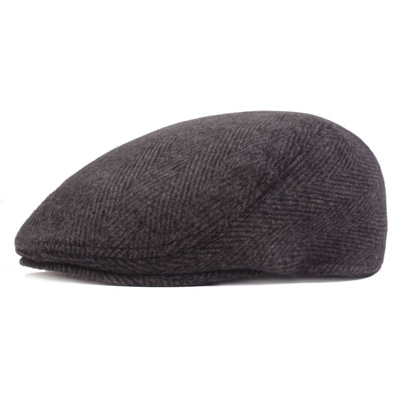 Visgraat Baret Eenvoudige Pet Voor Mannen En Vrouwen Herfst En Winter Hoed Oude Mannen Hoed