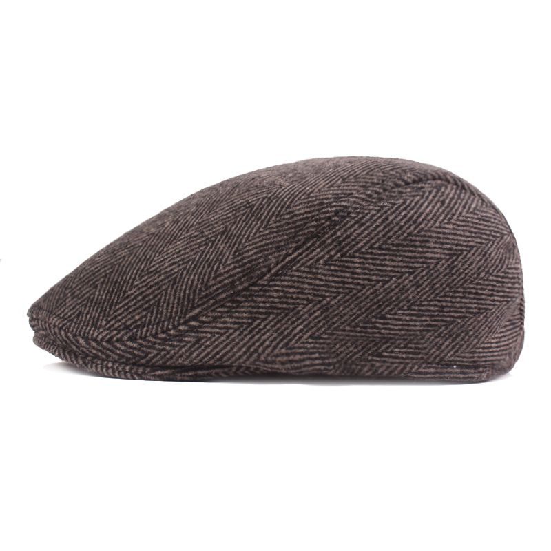 Visgraat Baret Eenvoudige Pet Voor Mannen En Vrouwen Herfst En Winter Hoed Oude Mannen Hoed