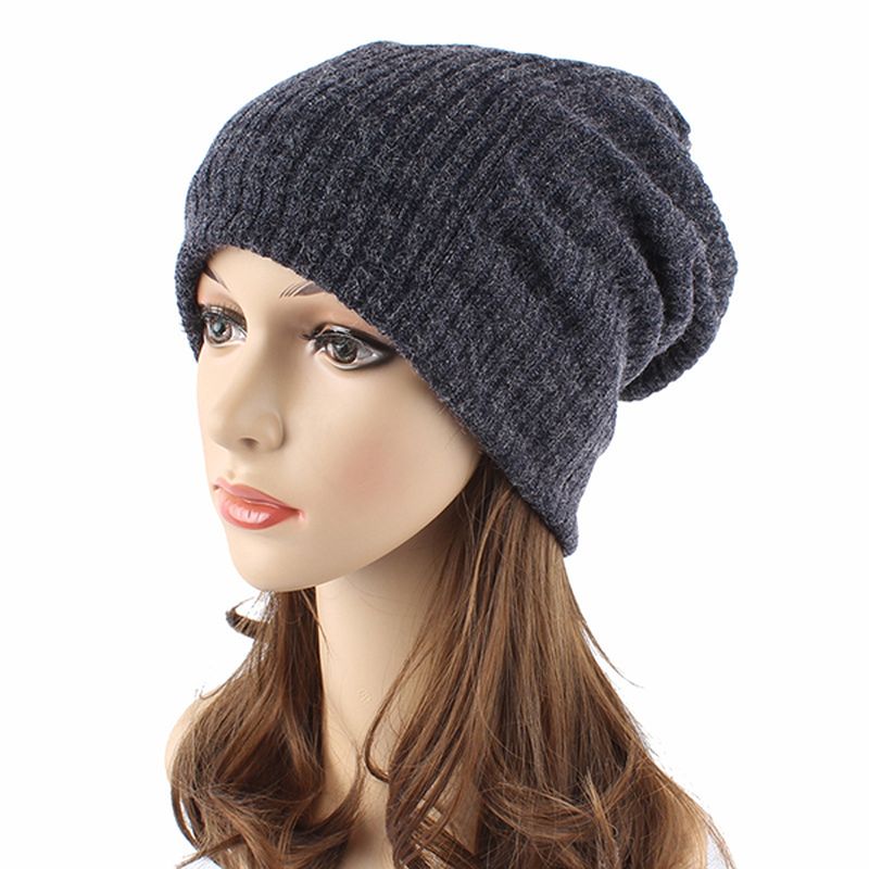 Vrouwen Casual Herfst Warme Breiende Muts Outdoor Solid Skullies Mutsen Cap