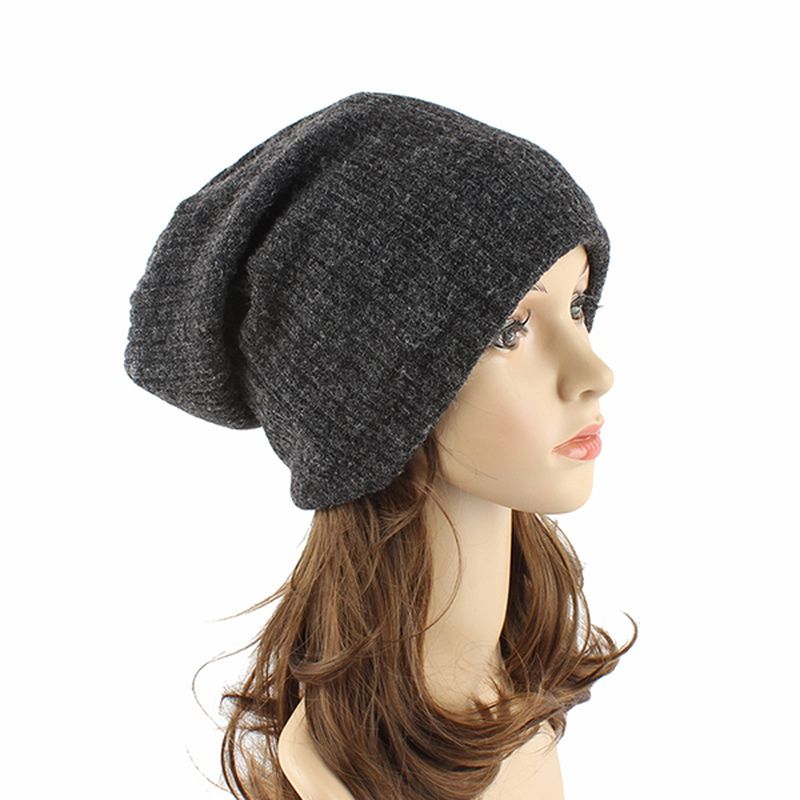 Vrouwen Casual Herfst Warme Breiende Muts Outdoor Solid Skullies Mutsen Cap