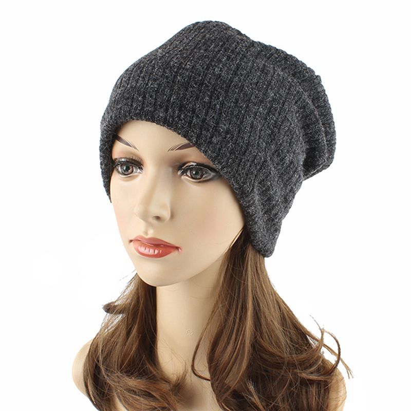 Vrouwen Casual Herfst Warme Breiende Muts Outdoor Solid Skullies Mutsen Cap