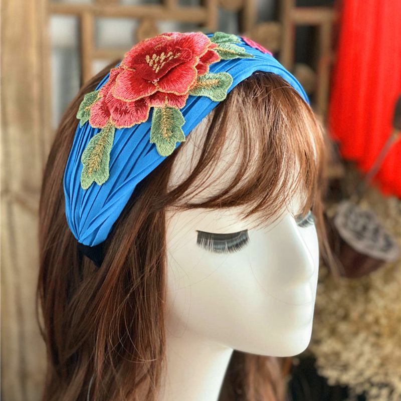 Vrouwen Geborduurde Bedrukte Hoofdband Vintage Bloemen Etnisch