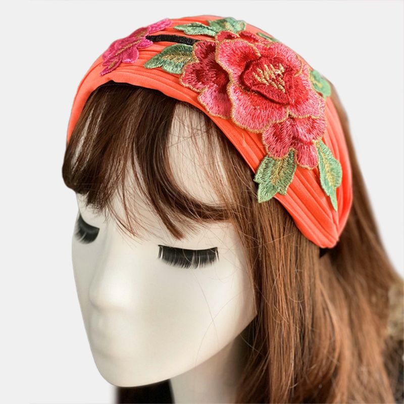 Vrouwen Geborduurde Bedrukte Hoofdband Vintage Bloemen Etnisch