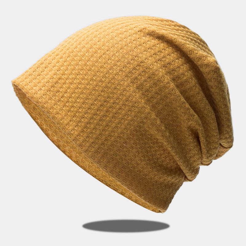 Vrouwen Herfst Winter Warmte Plaid Patroon Gebreide Muts Baotou Hoed Zachte Ademende Elastische Verstelbare Motorkap Hoed Beanie Hoed