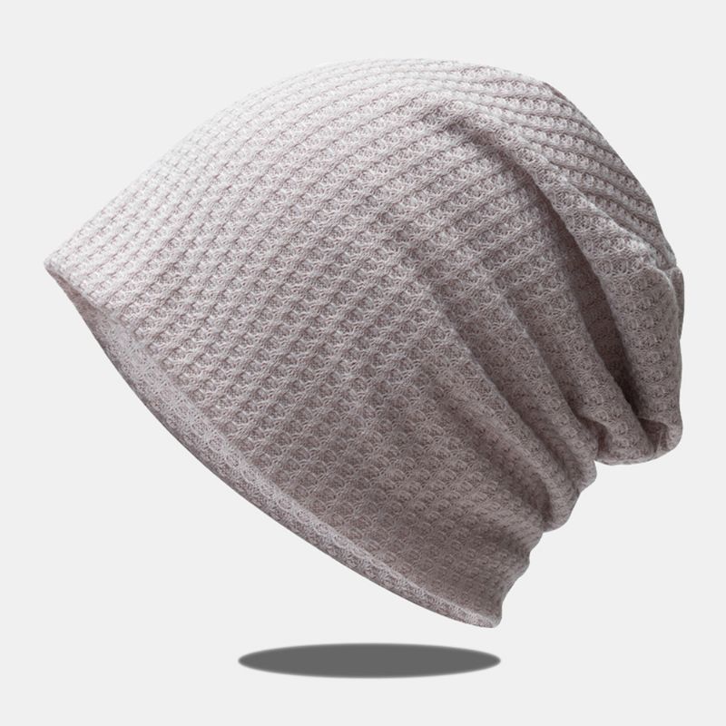 Vrouwen Herfst Winter Warmte Plaid Patroon Gebreide Muts Baotou Hoed Zachte Ademende Elastische Verstelbare Motorkap Hoed Beanie Hoed