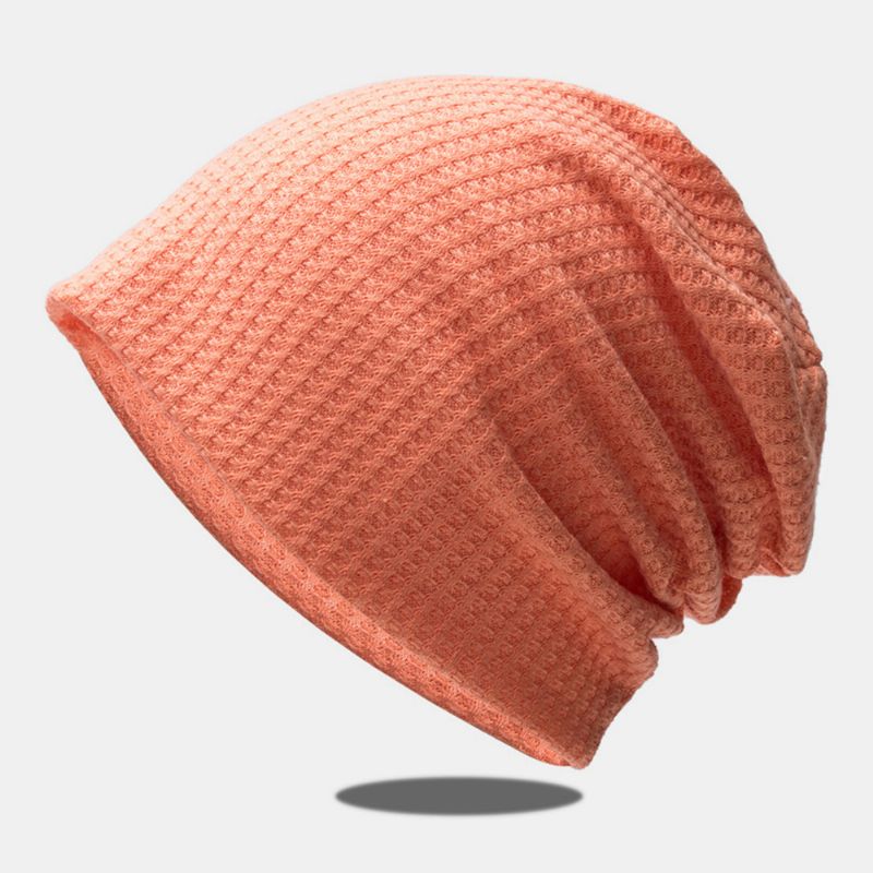 Vrouwen Herfst Winter Warmte Plaid Patroon Gebreide Muts Baotou Hoed Zachte Ademende Elastische Verstelbare Motorkap Hoed Beanie Hoed