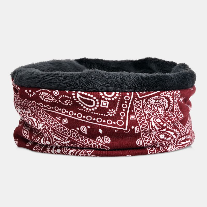 Vrouwen Katoen Plus Fluwelen Tweeërlei Gebruik Vintage Cashew Bloemen Print Winddicht Warmte Bib Sjaal Beanie Hoed Baotou Hoed