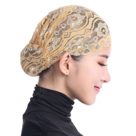 Vrouwen Shiny Lace Head Coverings Hoofddoek Hoed Islamitische Hoofddeksels Cap Sjaal Hijab Undercaps