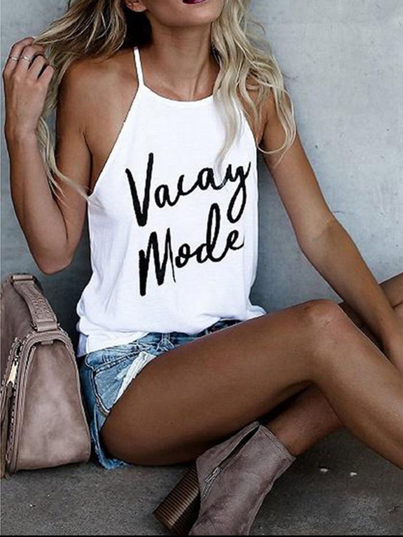 Losse Casual Tanktops Met Letterprint