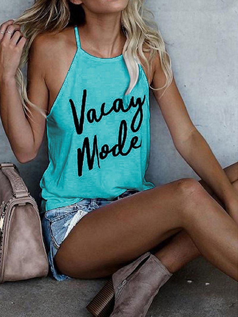 Losse Casual Tanktops Met Letterprint