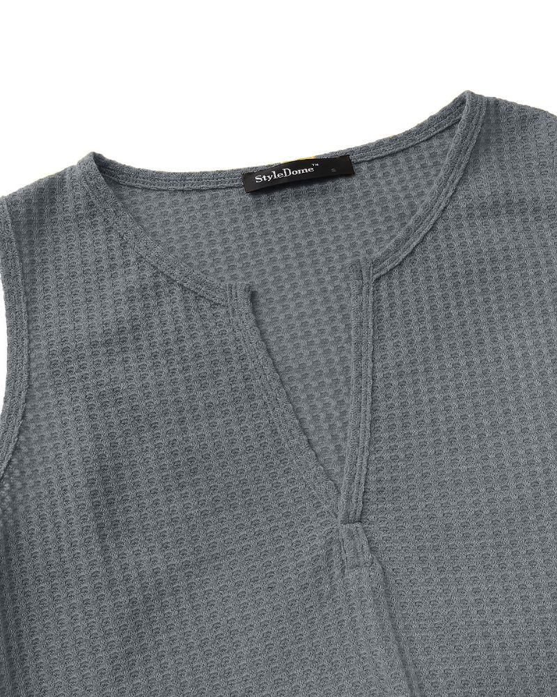 Mouwloze V-hals Cami Effen Kleur Gebreid Dagelijks Casual Tanktops