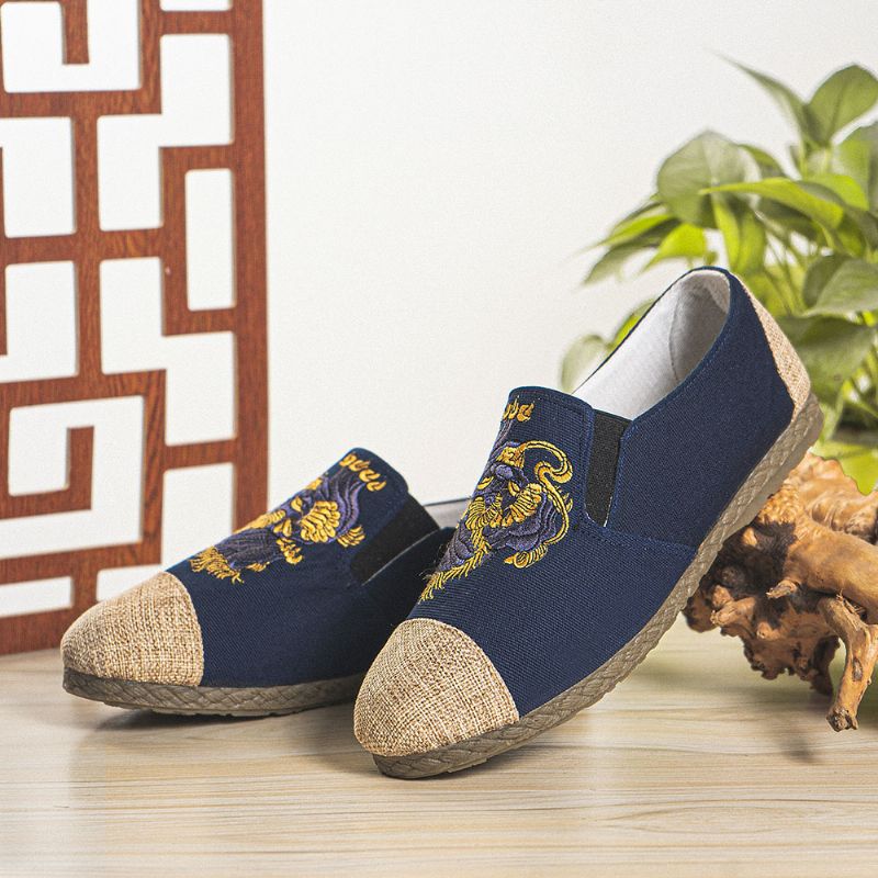 Heren Canvas Ademend Antislip Zacht Oud Peking Casual Linnen Schoenen