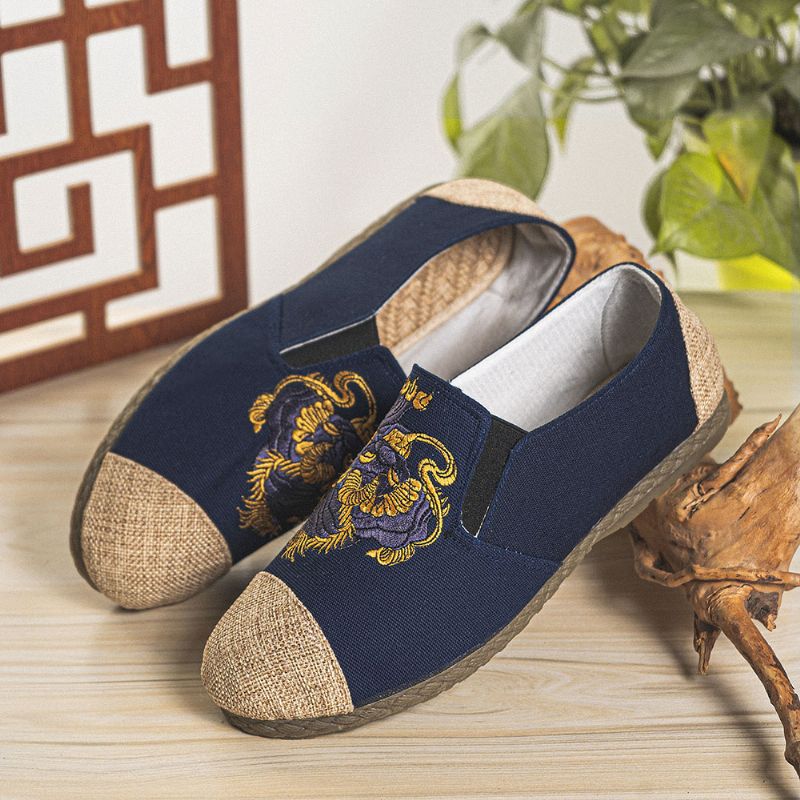 Heren Canvas Ademend Antislip Zacht Oud Peking Casual Linnen Schoenen