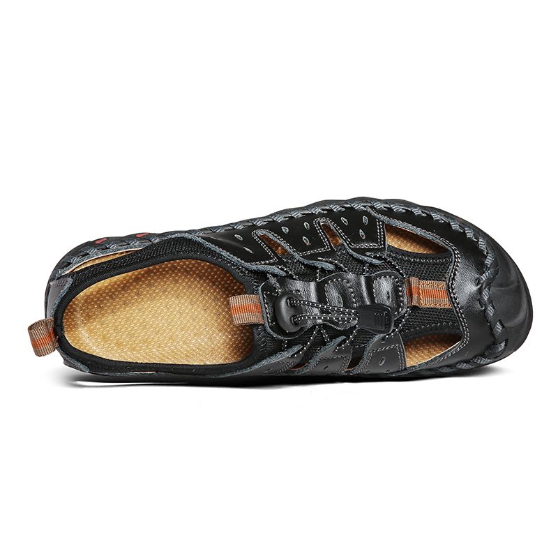 Heren Handgestikte Lederen Antislip Soft Sole Outdoor Sandalen