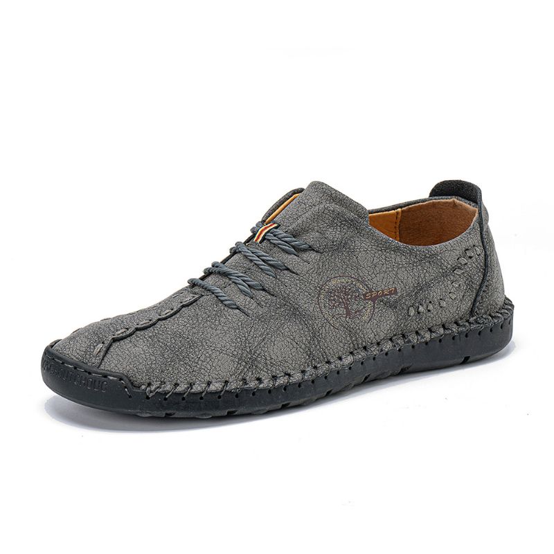 Heren Rundleder Ademend Handstiksel Zachte Zool Antislip Casual Schoenen