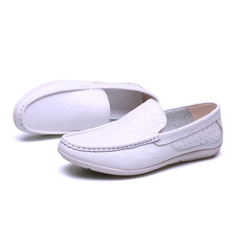 Nieuwe Heren Casual Buiten Zacht Comfortabel Leer Slip Op Flats Loafers Schoenen