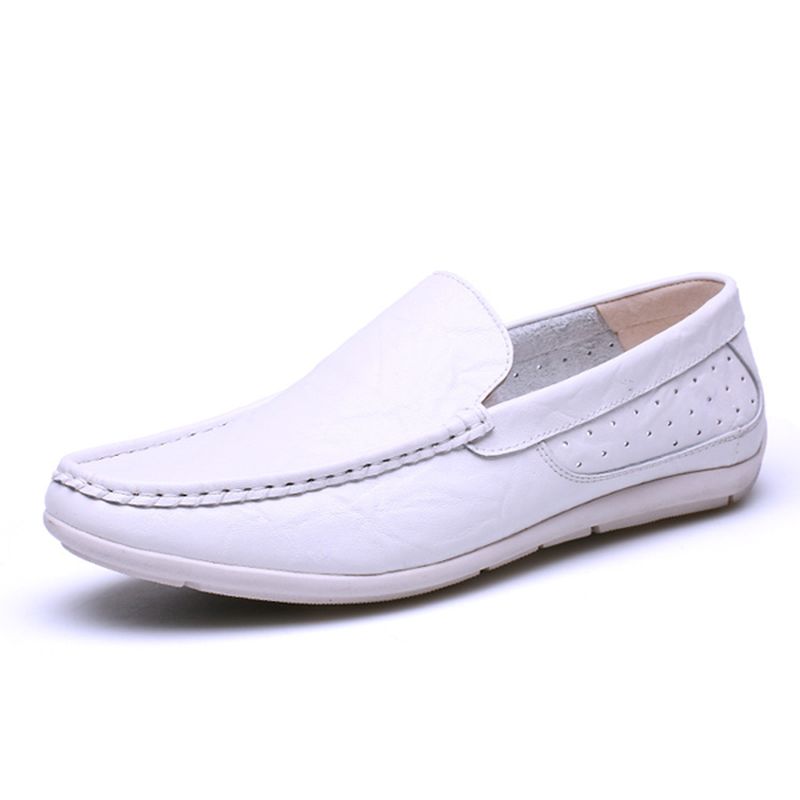 Nieuwe Heren Casual Buiten Zacht Comfortabel Leer Slip Op Flats Loafers Schoenen