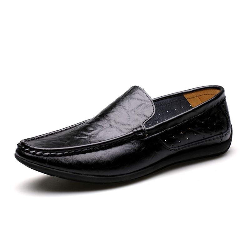 Nieuwe Heren Casual Buiten Zacht Comfortabel Leer Slip Op Flats Loafers Schoenen