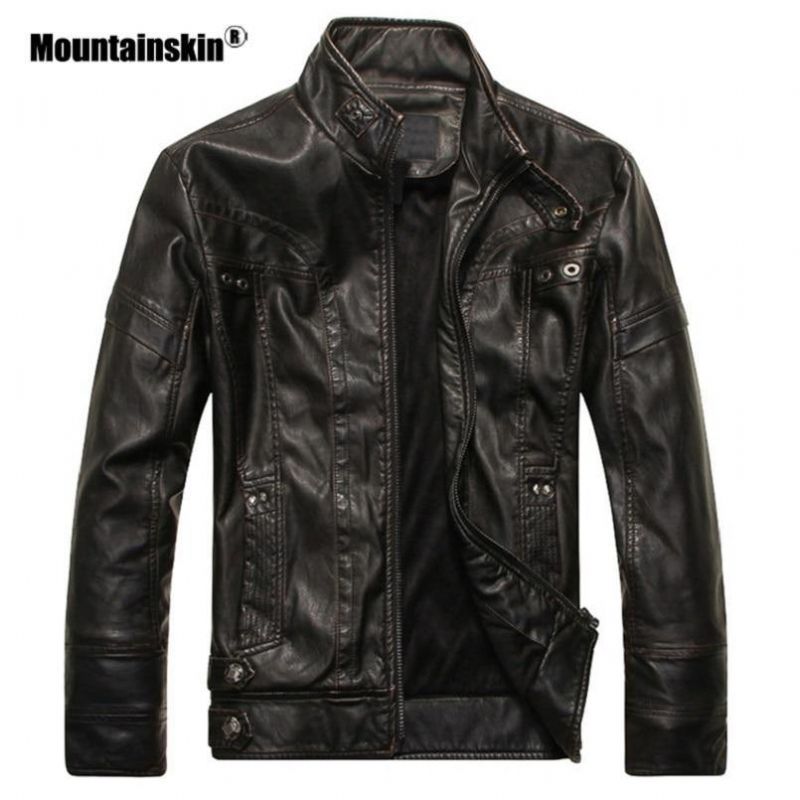 Mountainskin Mannen Leren Jassen Motorfiets Pu Jas Mannelijke Herfst Casual Lederen Jassen Slim Fit Heren Merk Kleding Sa588