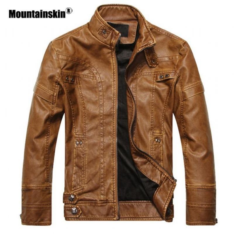 Mountainskin Mannen Leren Jassen Motorfiets Pu Jas Mannelijke Herfst Casual Lederen Jassen Slim Fit Heren Merk Kleding Sa588