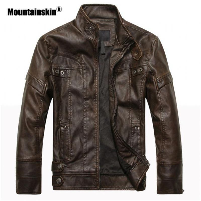 Mountainskin Mannen Leren Jassen Motorfiets Pu Jas Mannelijke Herfst Casual Lederen Jassen Slim Fit Heren Merk Kleding Sa588