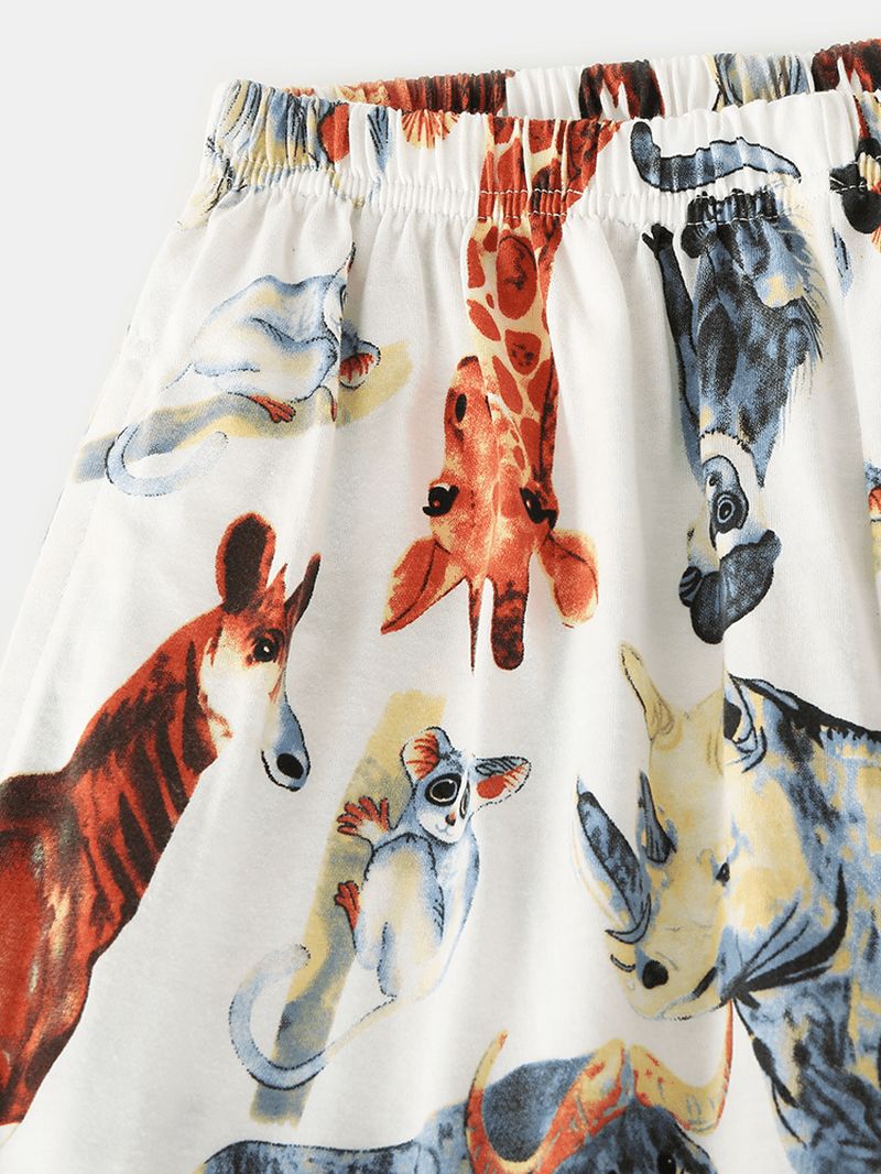 Dames Katoenen Dierenprint Kamp Kraag Lange Mouw Thuis Casual Pyjama Set