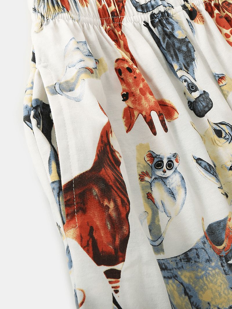 Dames Katoenen Dierenprint Kamp Kraag Lange Mouw Thuis Casual Pyjama Set